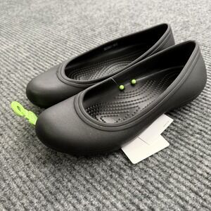 NWT Crocs At Work Slip Resistant Ballet Flats Women 5 Black Rubber Slip On Shoes